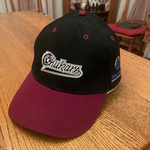 Men's Idaho Falls Chukars Black/Maroon Hook and Loop Baseball Hat Cap - Picture 1 of 10